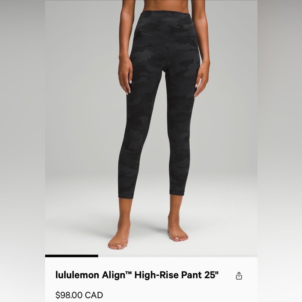 Lululemon Align Heritage 365 Camo Deep Coal Multi 25”